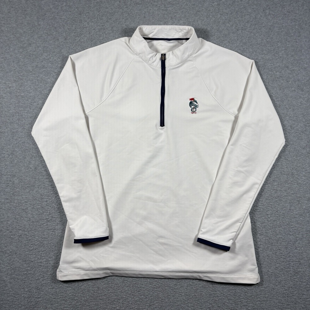 Peter Millar MPCC Monterey Peninsula CC Men's Large White 1/4 Zip Golf Pullover